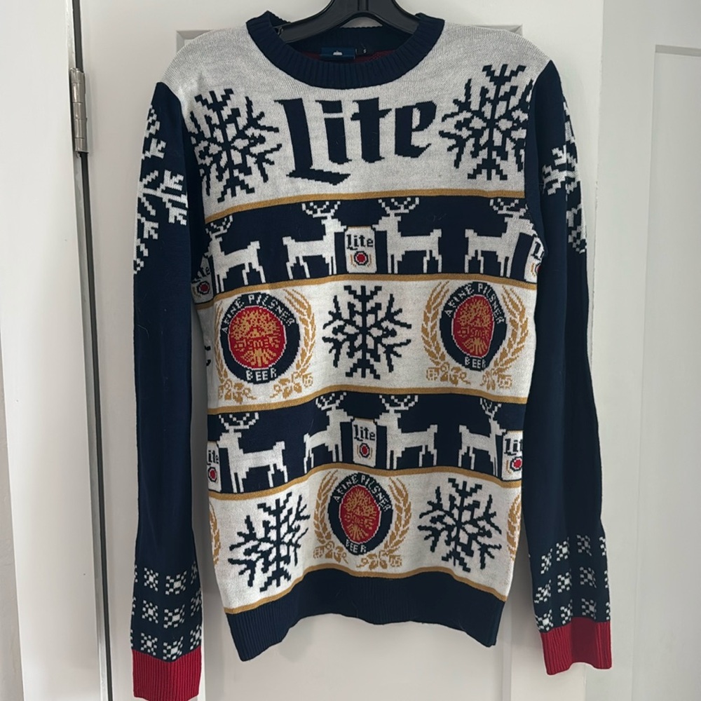 Miller lite Ugly sweater holiday deer beer Men’s Small